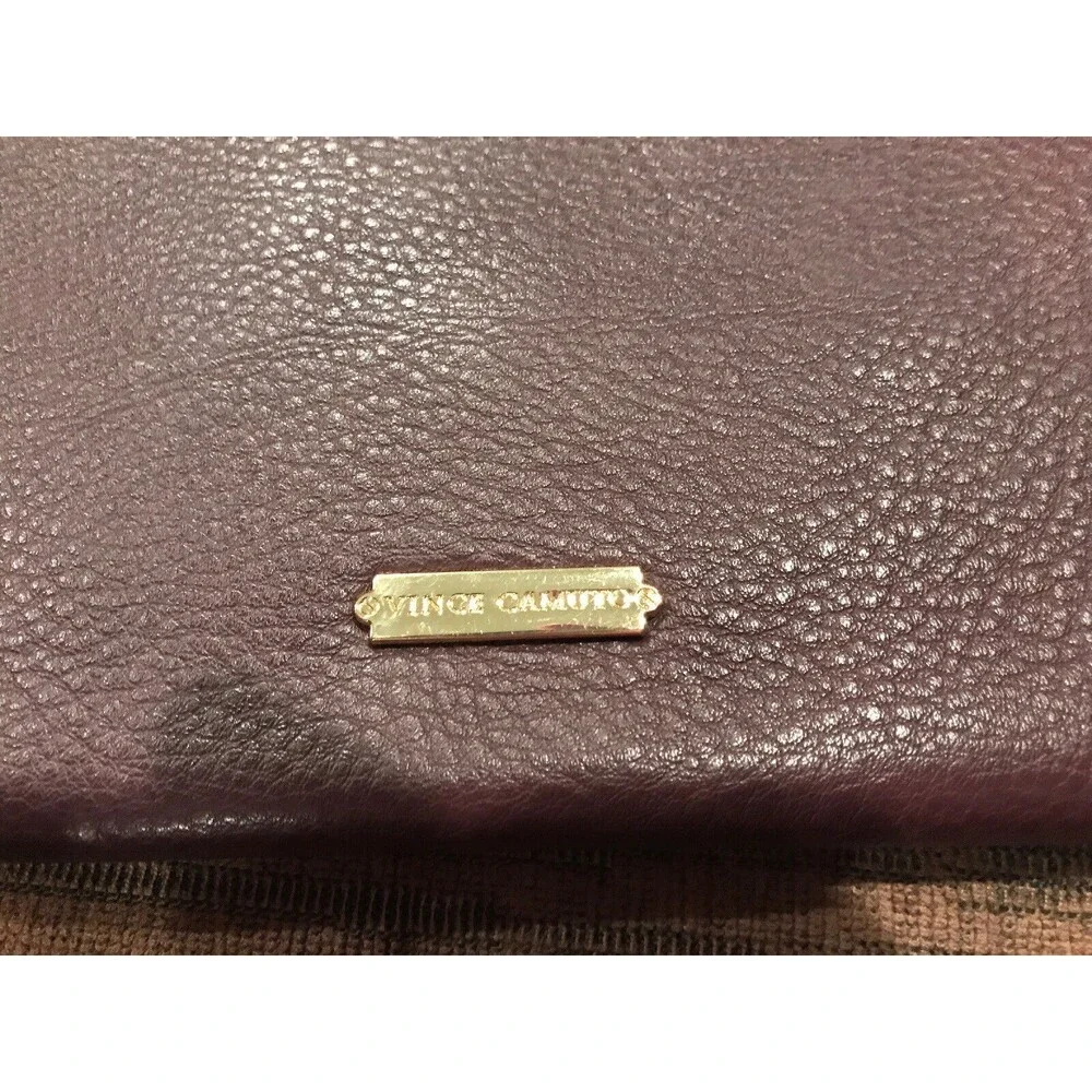 Vince Camuto Bordeaux Purple Leather Snakeskin Julia Clutch Purse